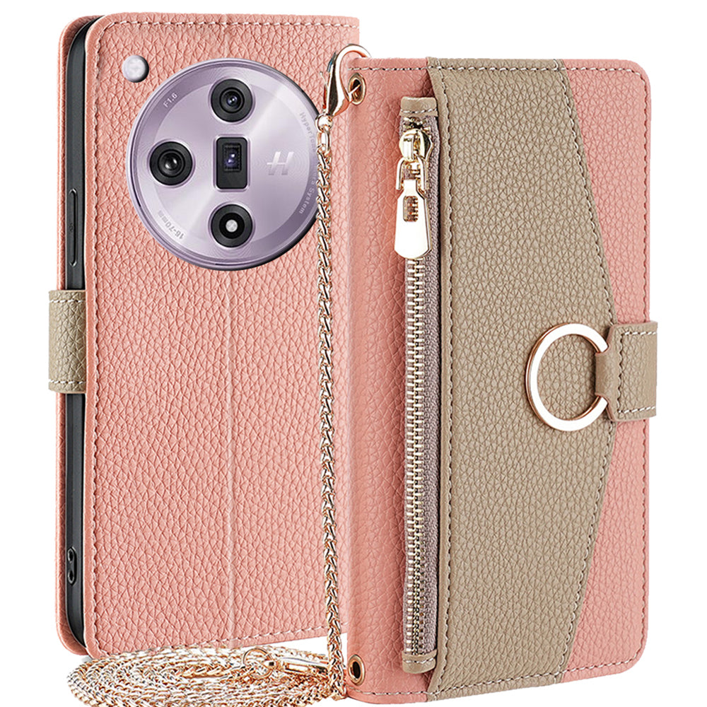 For Oppo Find X7 5G Cell Phone Case Zipper Pocket Crossbody Cover with Makeup Mirror For Oppo Find X7 5G Cell Phone Case Zipper Pocket Crossbody Cover with Makeup Mirror